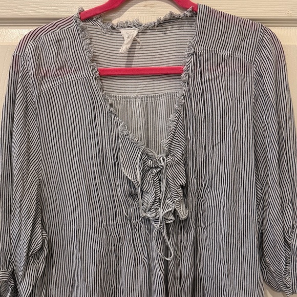 Free People One Ruffle Me Up black/white striped top, medium/large - Picture 4 of 9